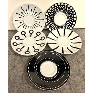 Set of 5 Bodum Espresso Saucers in Geometric Shapes 4.75"  #3291